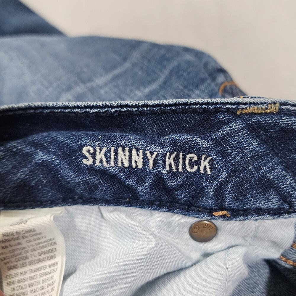 American Eagle Skinny Kick Jeans Bootcut Low Rise Dark Wash Denim Womens Size 10 - Picture 5 of 11